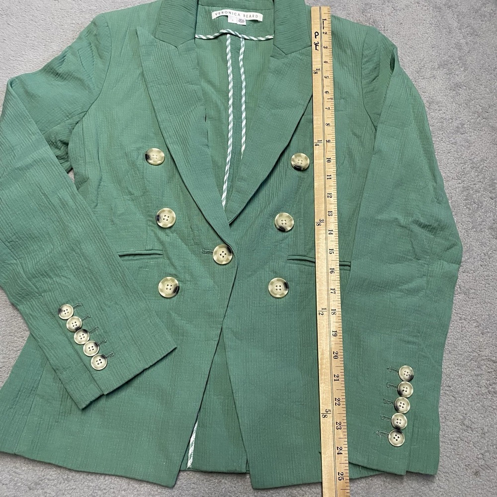 Veronica Beard Emsley Jacket Size 2 Agate Green Blazer Linen Blend Textured - Picture 11 of 11